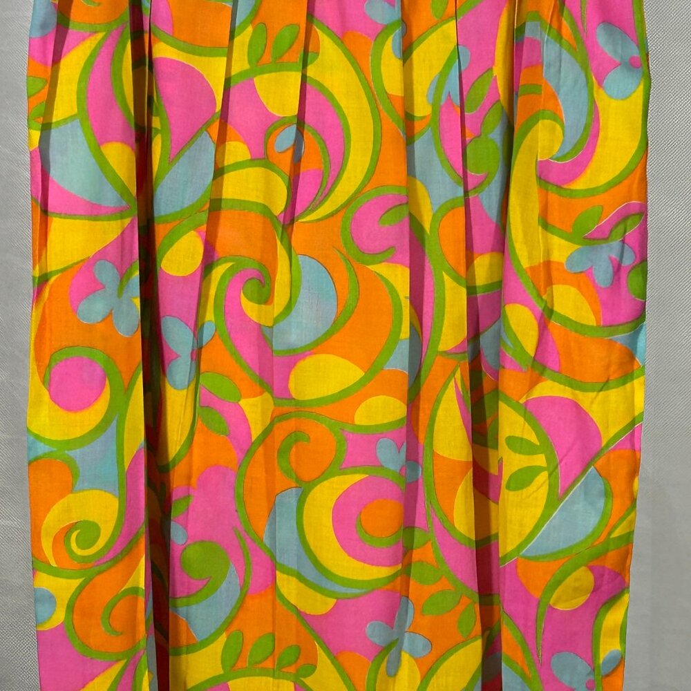 Vintage 1960s Handmade Psychedelic Midi Skirt – Bold Retro Boho Festival Wear